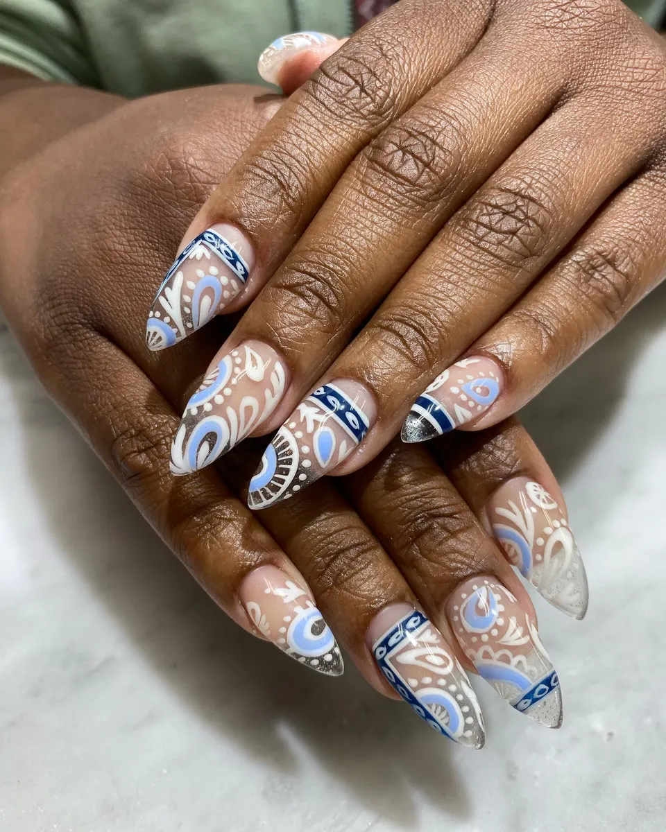 Chrome nails with colorful accents