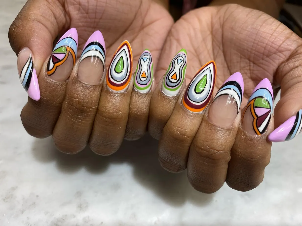 Neon heart nail art