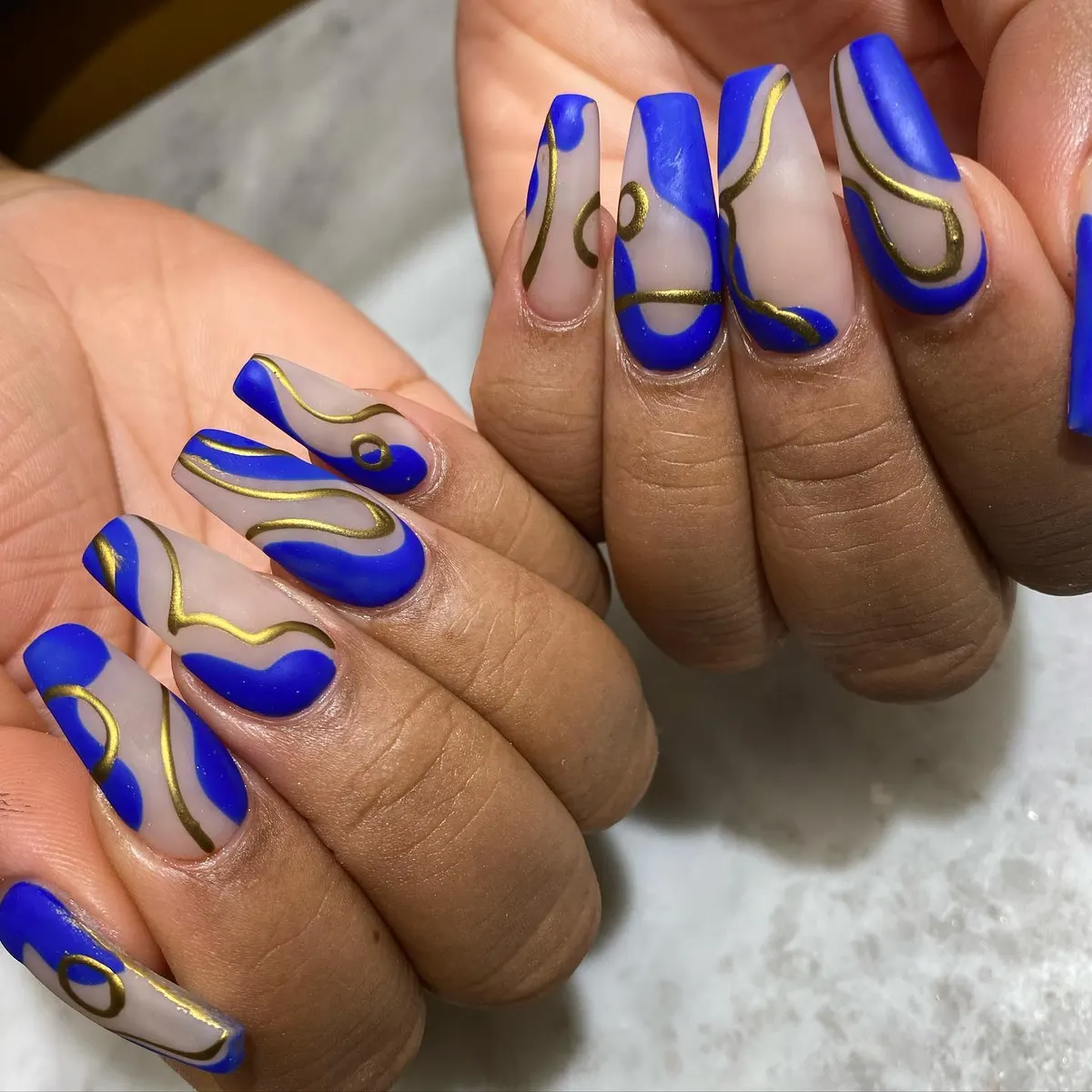 Glossy violet manicure